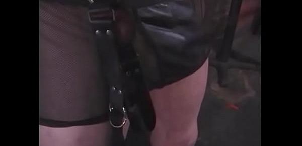  Asian BDSM mistress clamps hooded and collared slave dude&039;s nipples
